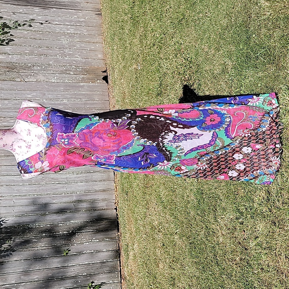 Ash & Sara | Reversible Floral and Paisley Print Flowy Chiffon Dress